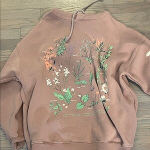 Urban Outfitters Botanical Graphic Cowl Neck Sweater - Brown